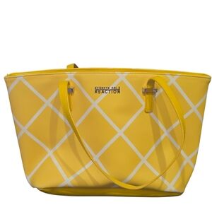 Kenneth Cole Reaction Yellow & White Tote Bag Large Purse
